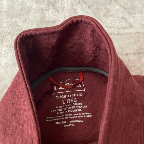 L.L. Bean Half Zip Pullover Men’s Size Large Burgundy Fall - Picture 6 of 9